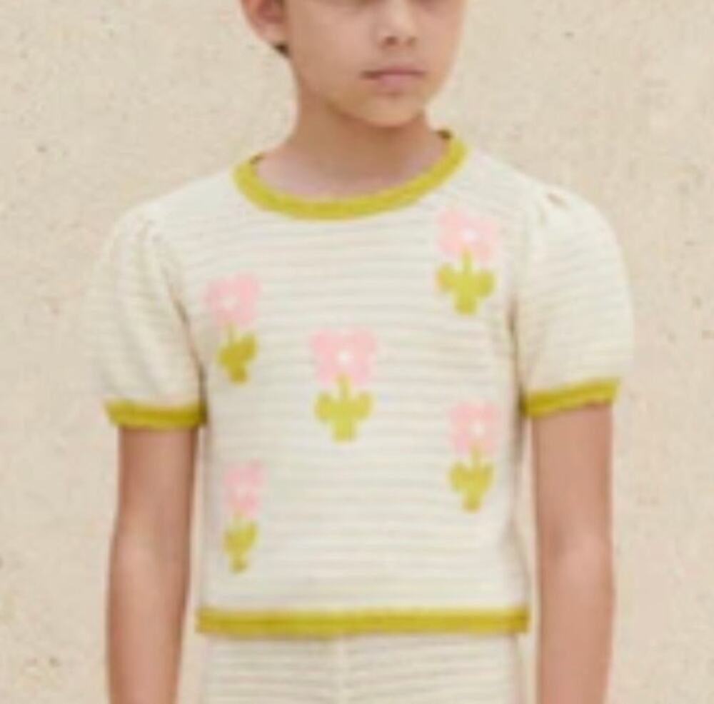 Bebe Organic Twiggy Flowerbed Short Sleeve Top Sz. 6Y